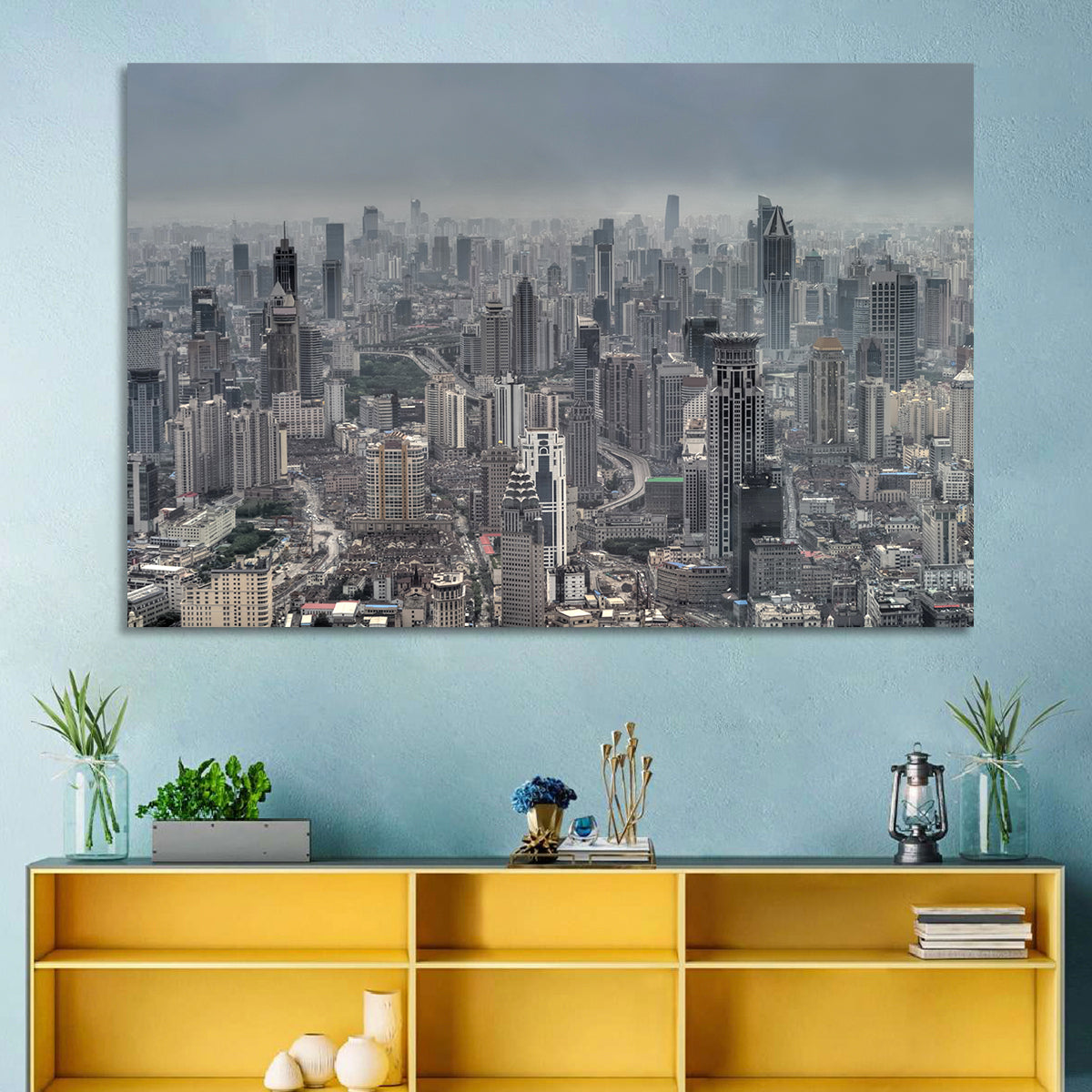 Shanghai Layered Skyline Wall Art