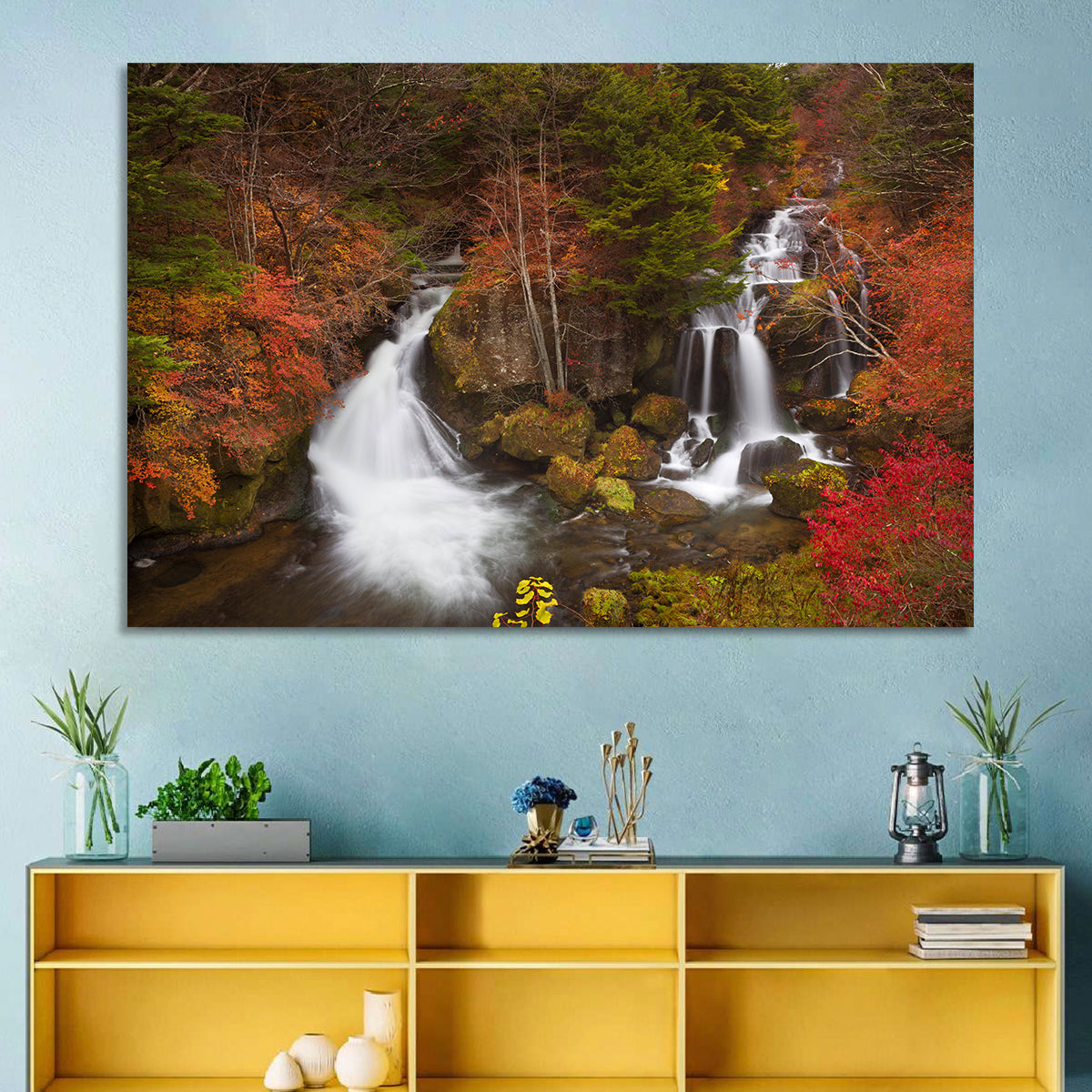 Ryuzu Falls Maple Cascade Wall Art in a room, landscape