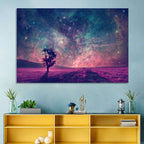Lone Tree Under Nebula Sky Wall Art