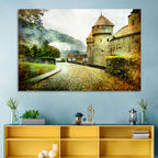 Autumn Approach to Chillon Castle Wall Art