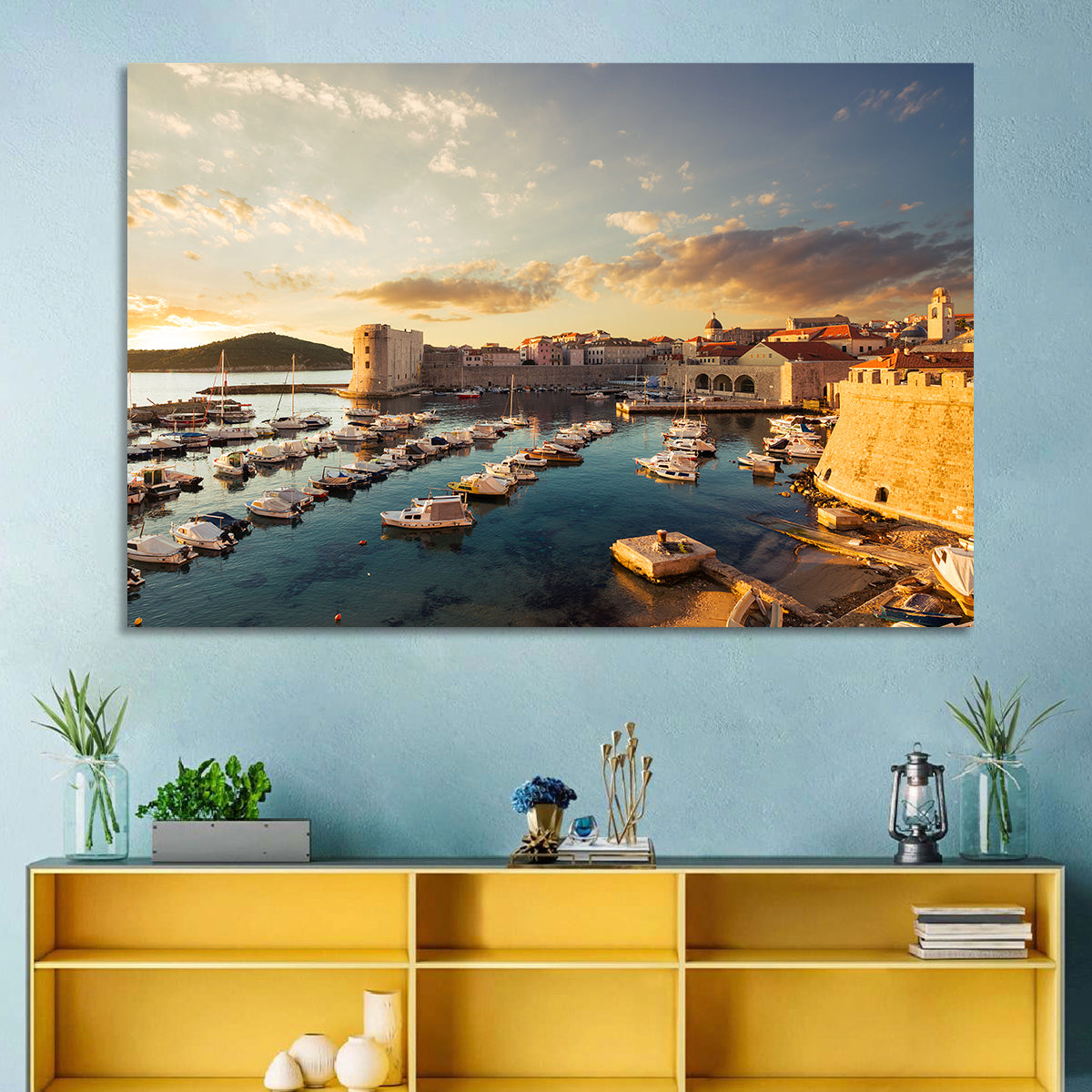 Dubrovnik Old Port at Golden Hour Wall Art