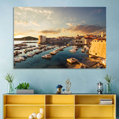 Dubrovnik Old Port at Golden Hour Wall Art