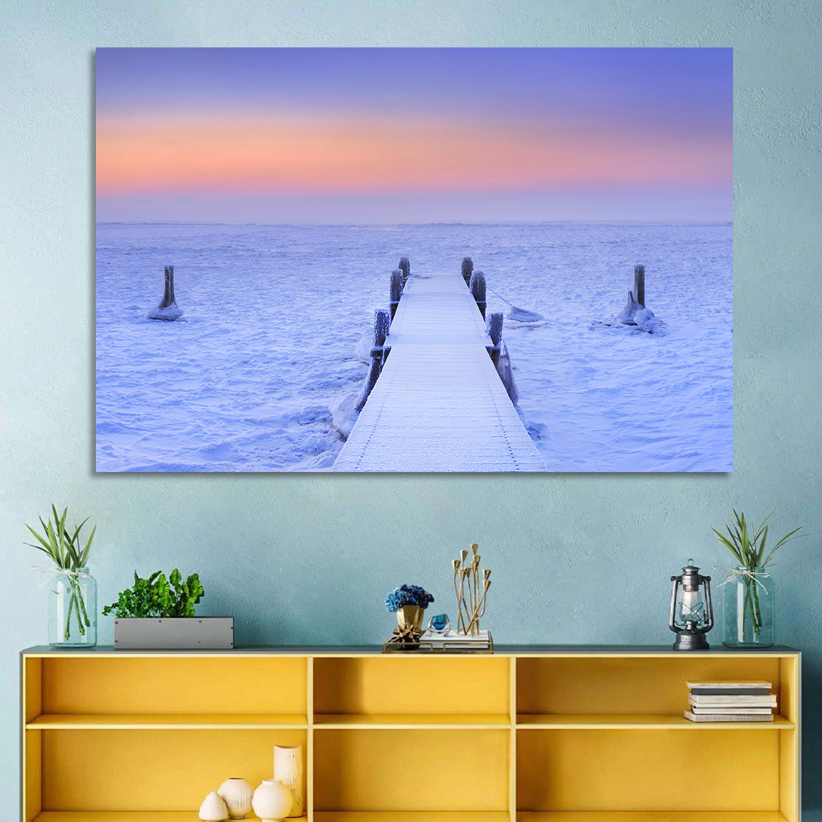 Frosted Jetty at Sunrise Wall Art