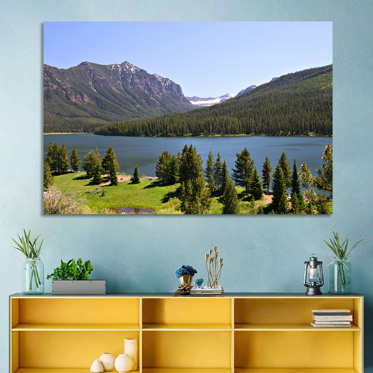 Gallatin National Forest Lake Wall Art in a room, landscape