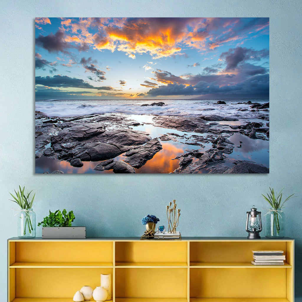 Sunset Over Volcanic Shore Wall Art