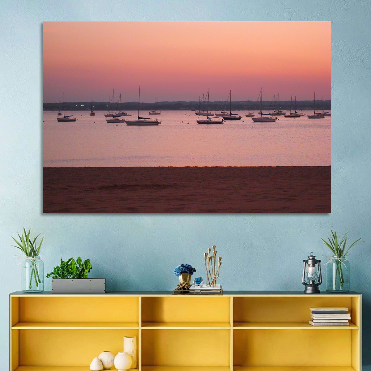 East Haven Beach Sunset Wall Art in a room, landscape