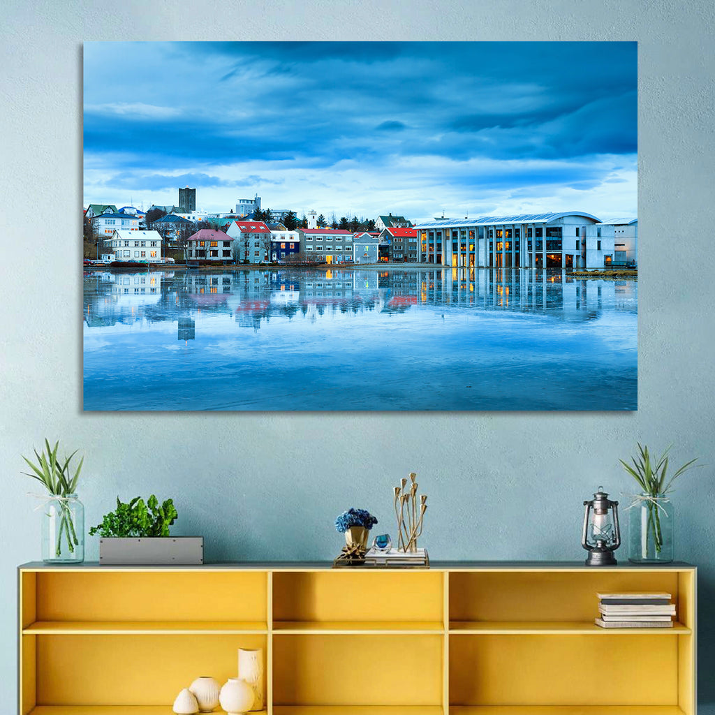 Reykjavik City Hall at Blue Hour Wall Art