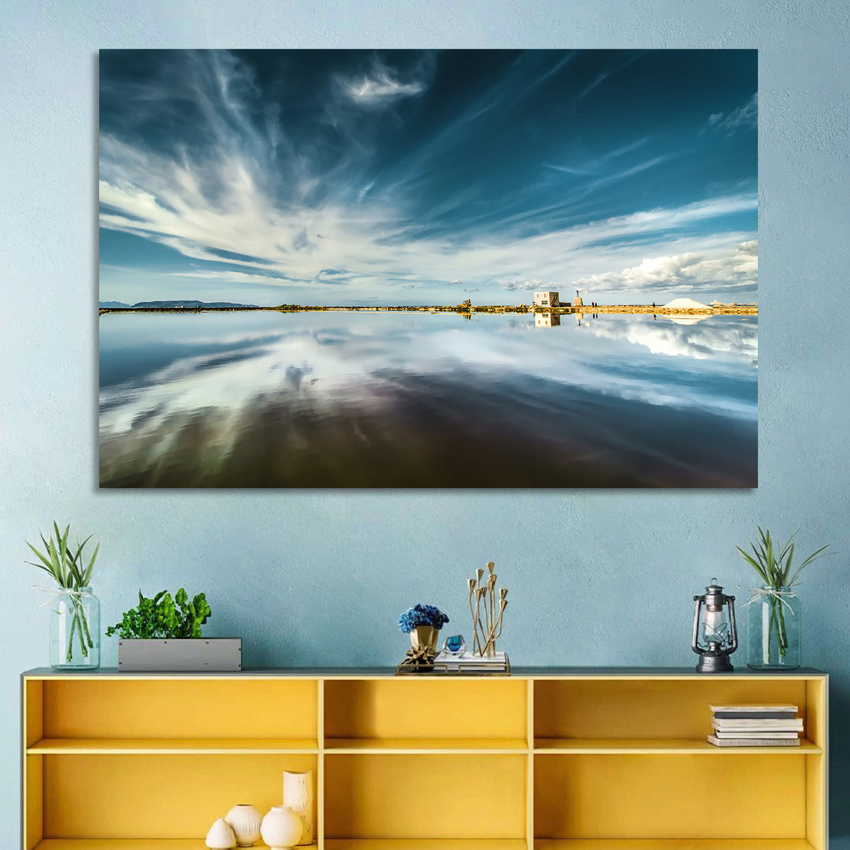 Nubia Salt Pans Reflection Wall Art in a room, landscape