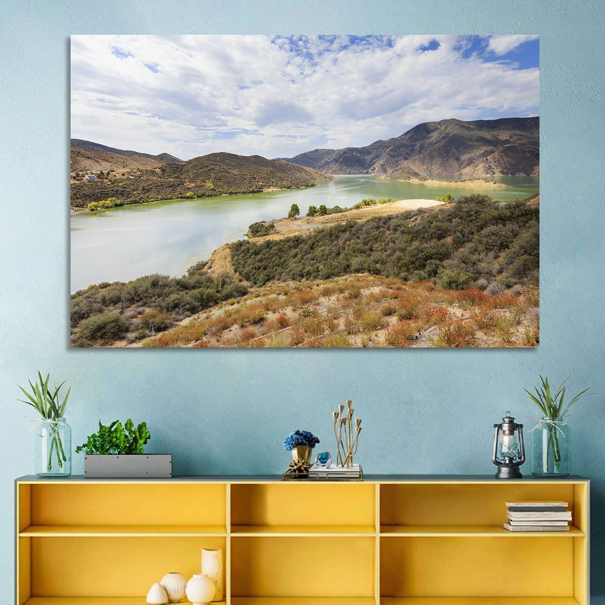 Pyramid Lake Vista Wall Art in a room, landscape