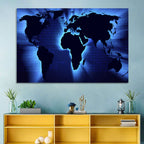 Glowing Digital World Map Wall Art