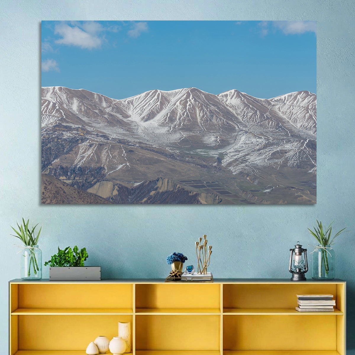 Qusar Mountains Wall Art in a room, landscape