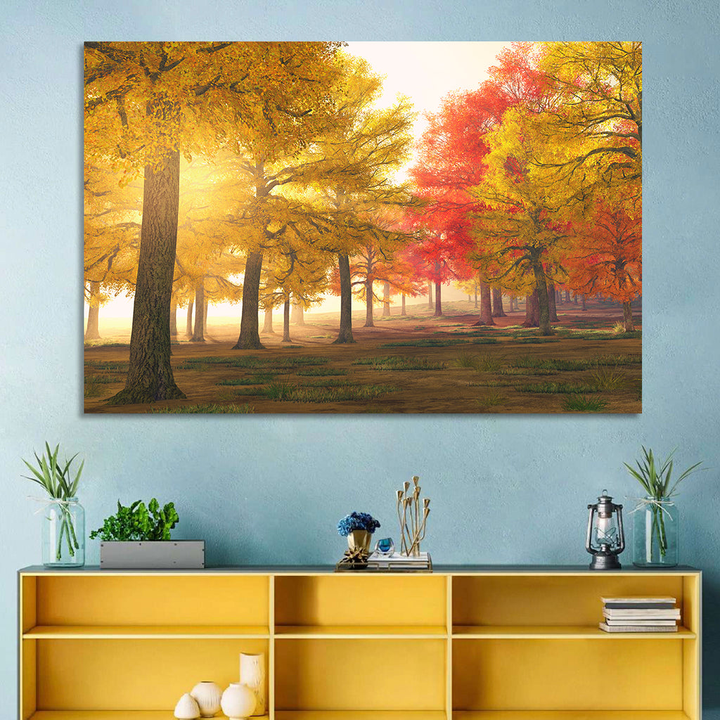 Foggy Autumn Forest Wall Art