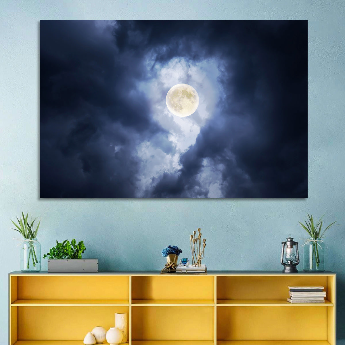 Supermoon Through Storm Clouds Wall Art