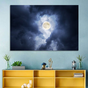 Moon & Cloudy Sky Wall Art