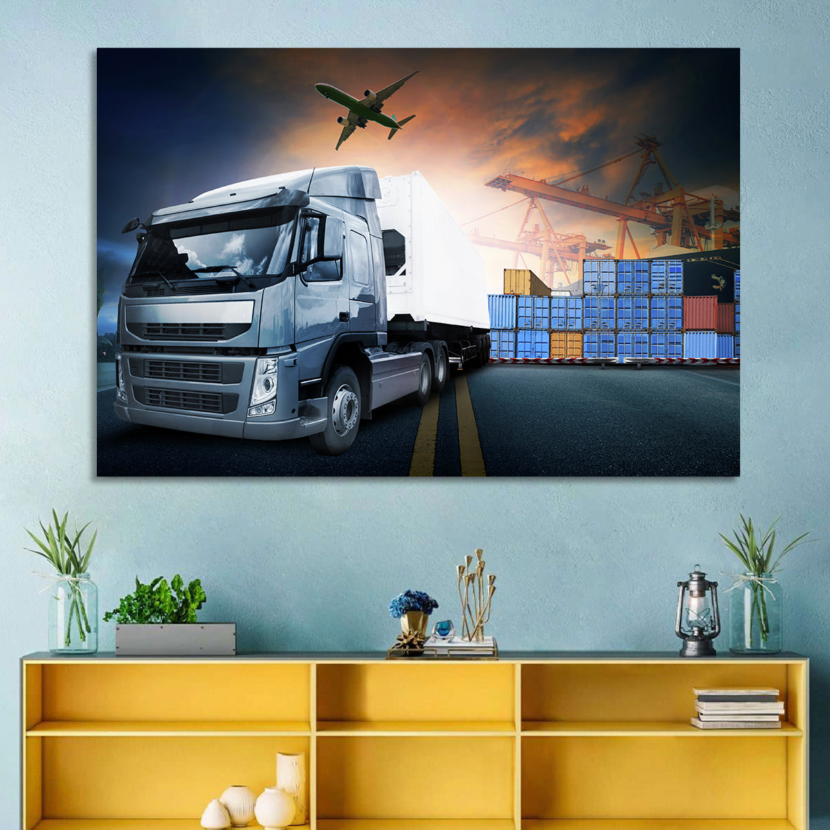 Sunset Freight Terminal Truck Scene Wall Art