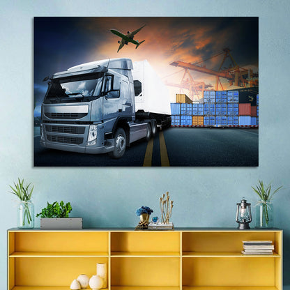 Sunset Freight Terminal Truck Scene Wall Art