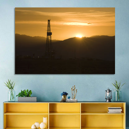 Sunrise Over Drilling Rig Wall Art