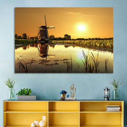 Dutch Windmill at Golden Hour Wall Art