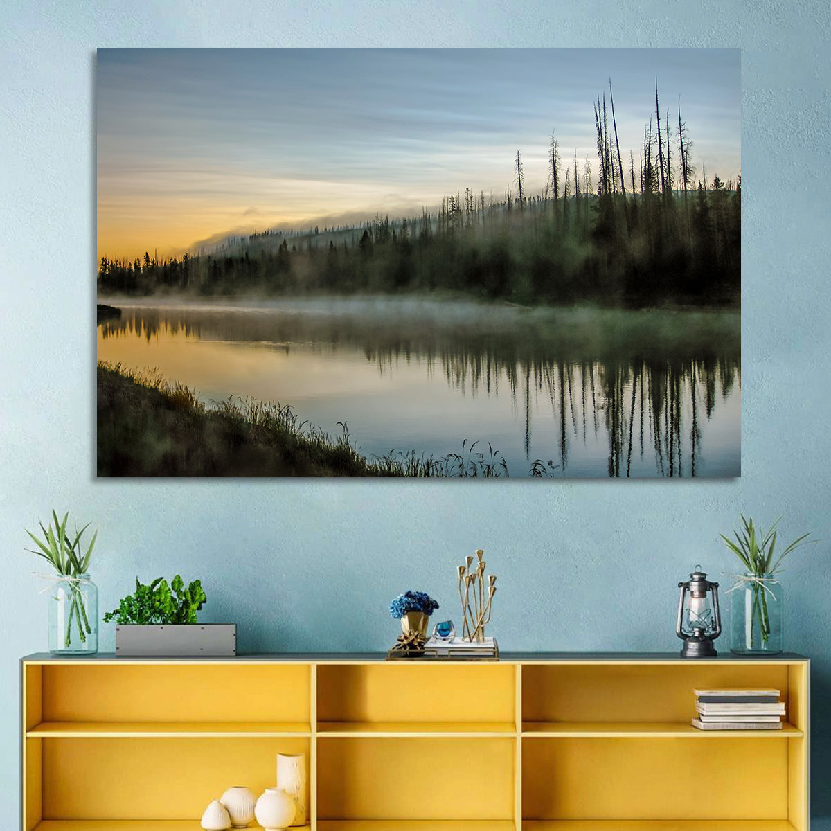 Yellowstone River Morning Mist Wall Art