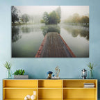 Wooden Pier on Foggy Lake Wall Art