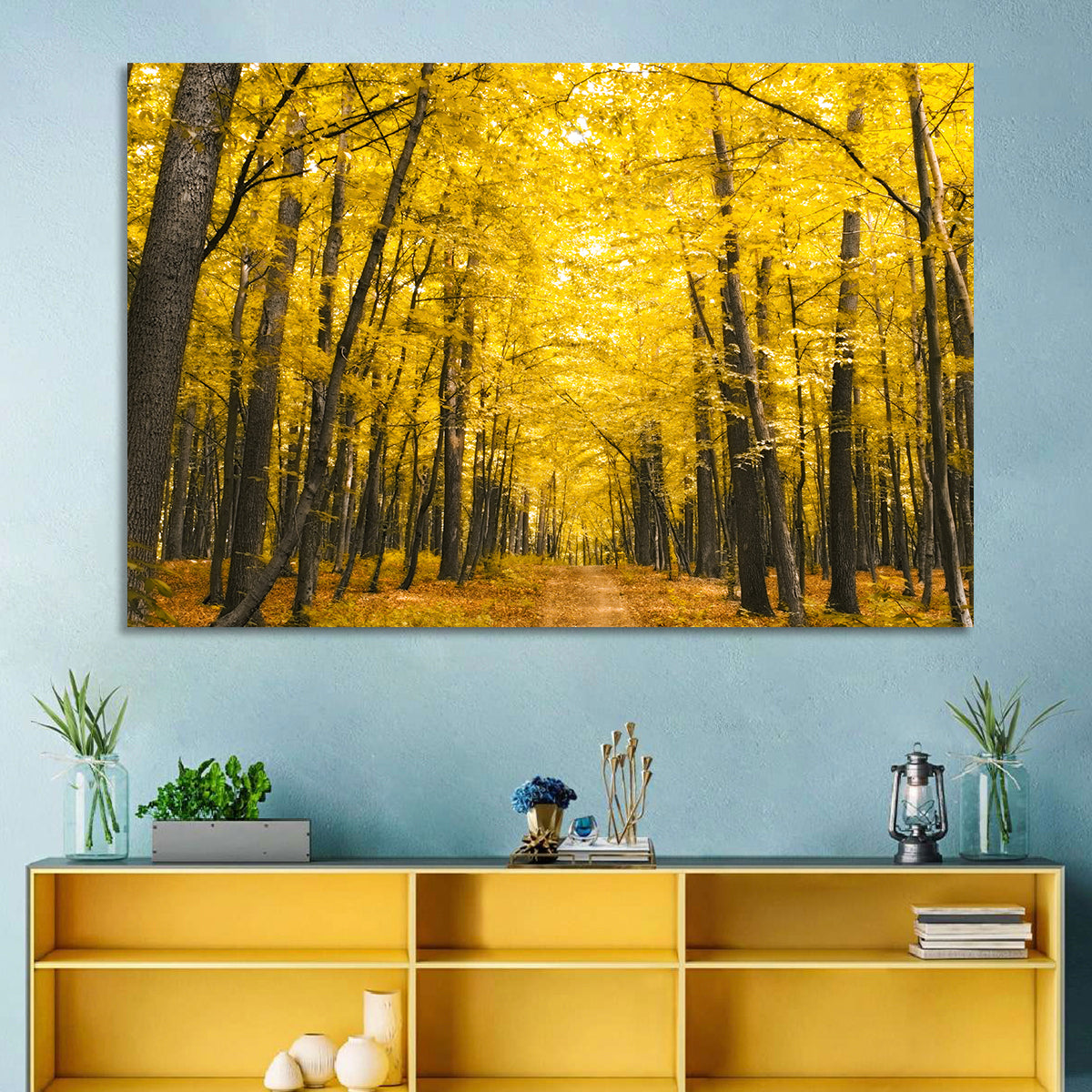 Yellow Autumn Forest Path Wall Art