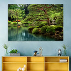 Bonsai Pine Over Tranquil Pond Wall Art