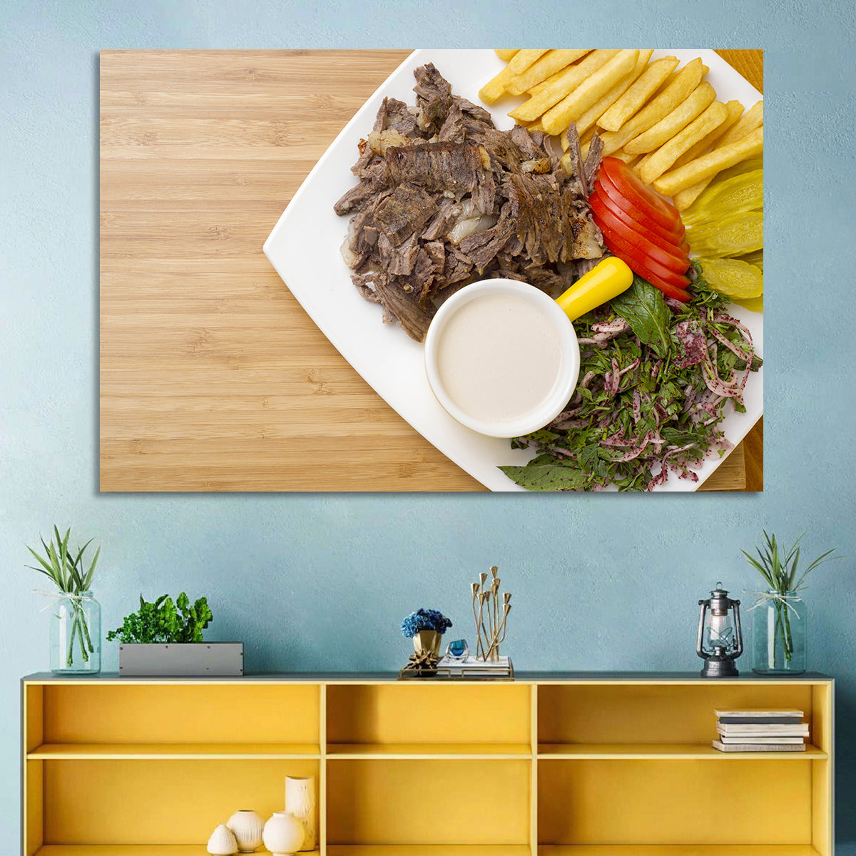 Shawarma and Fries Flat Lay Wall Art