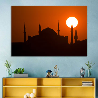 Hagia Sophia Silhouette at Sunset Wall Art