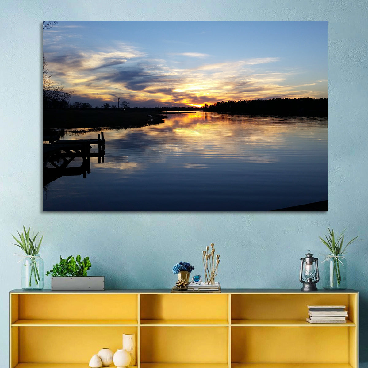 Lake Palestine Pier at Sunset Wall Art