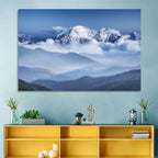 Snow-capped Peaks in Clouds Wall Art