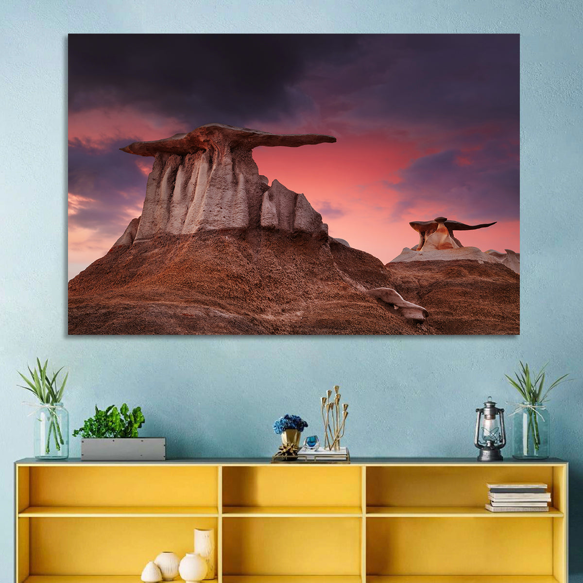 Wings Formation, Bisti Hoodoos Wall Art in a room, landscape