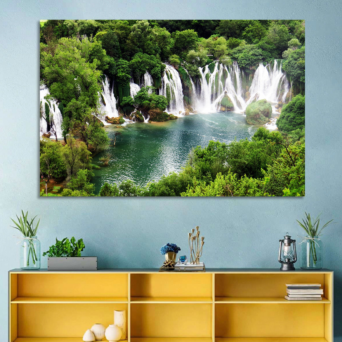 Kravice Falls Wall Art in a room, landscape