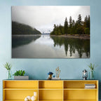 Foggy Lake Crescent Reflection Wall Art