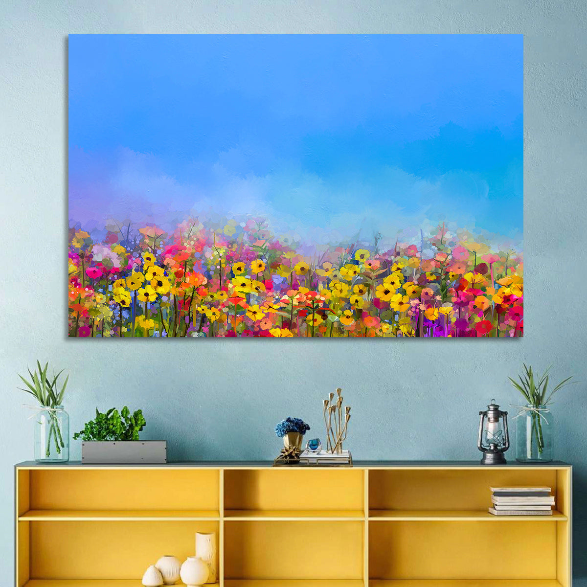 Cornflower and Daisy Meadow Wall Art