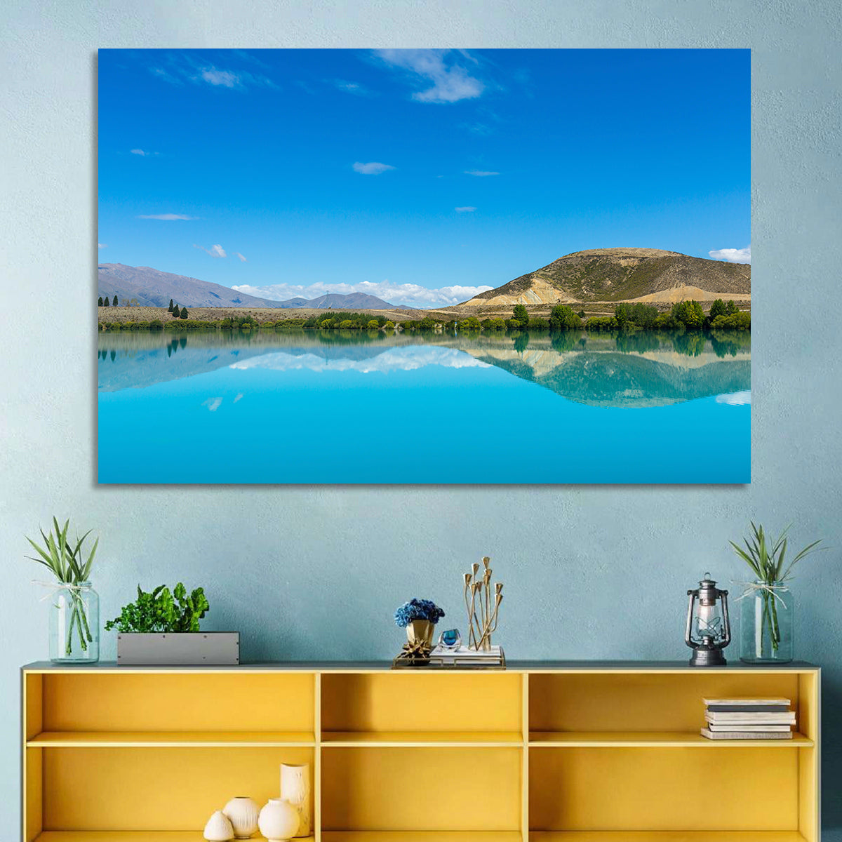 Lake Ruataniwha Wall Art in a room, landscape
