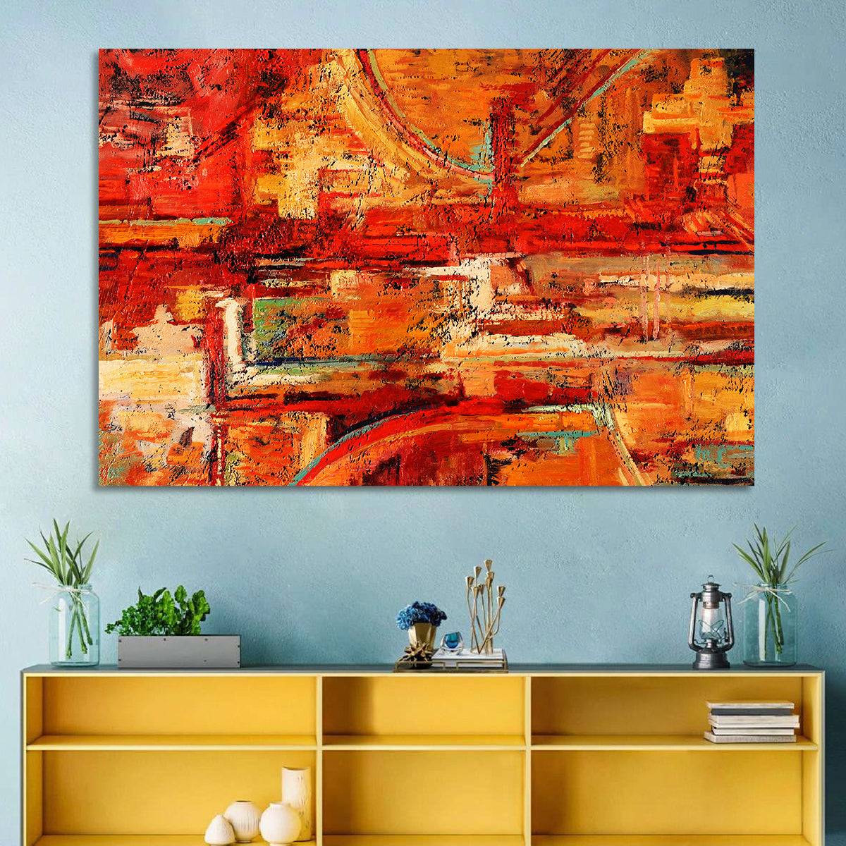 Vibrant Impasto Color Blocks Wall Art
