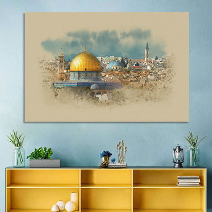 Dome of the Rock Watercolor Study Wall Art