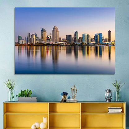 San Diego Skyline at Golden Dusk Wall Art