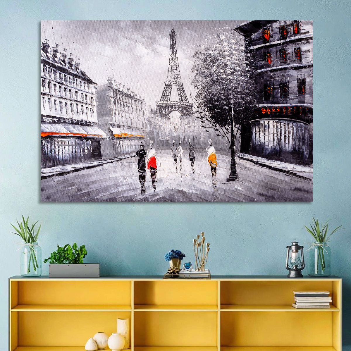 Paris Street with Eiffel Tower Wall Art