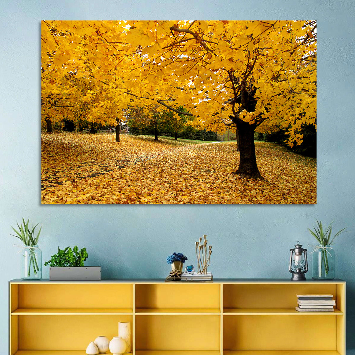 Baltimore Autumn Foliage Wall Art in a room, landscape