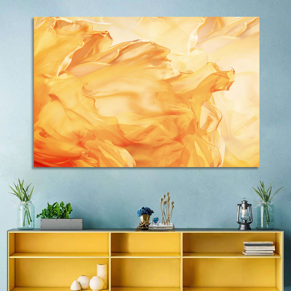 Golden Waving Cloth Abstract Wall Art