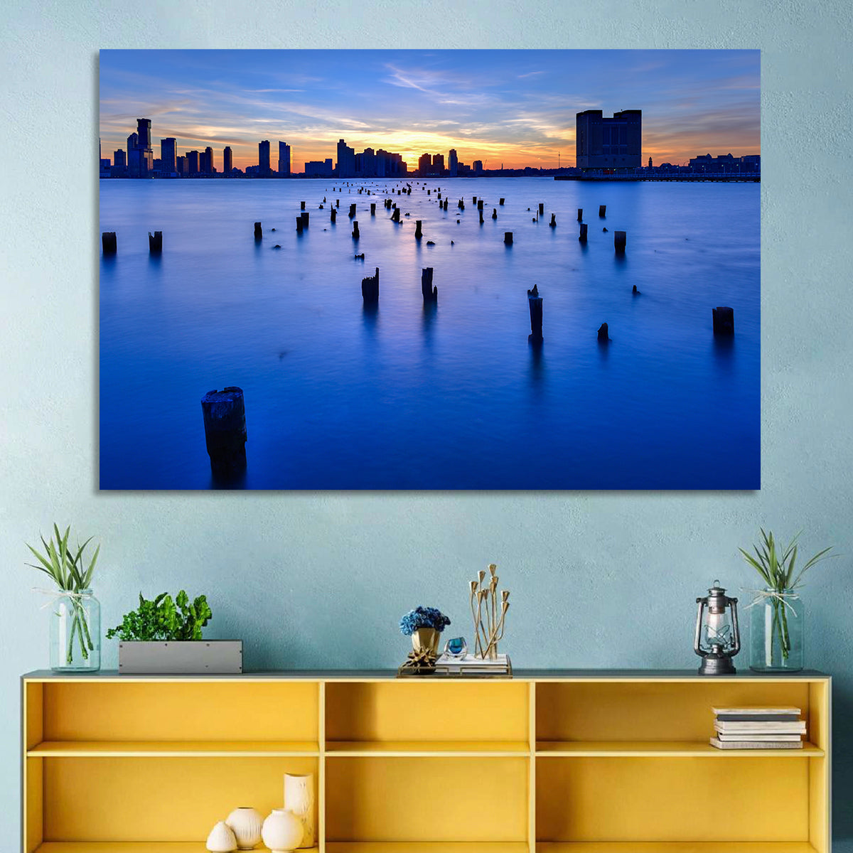 Jersey City Skyline at Dusk Wall Art