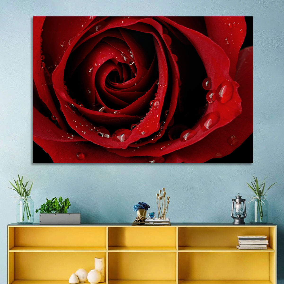 Red Rose with Dew Drops Wall Art