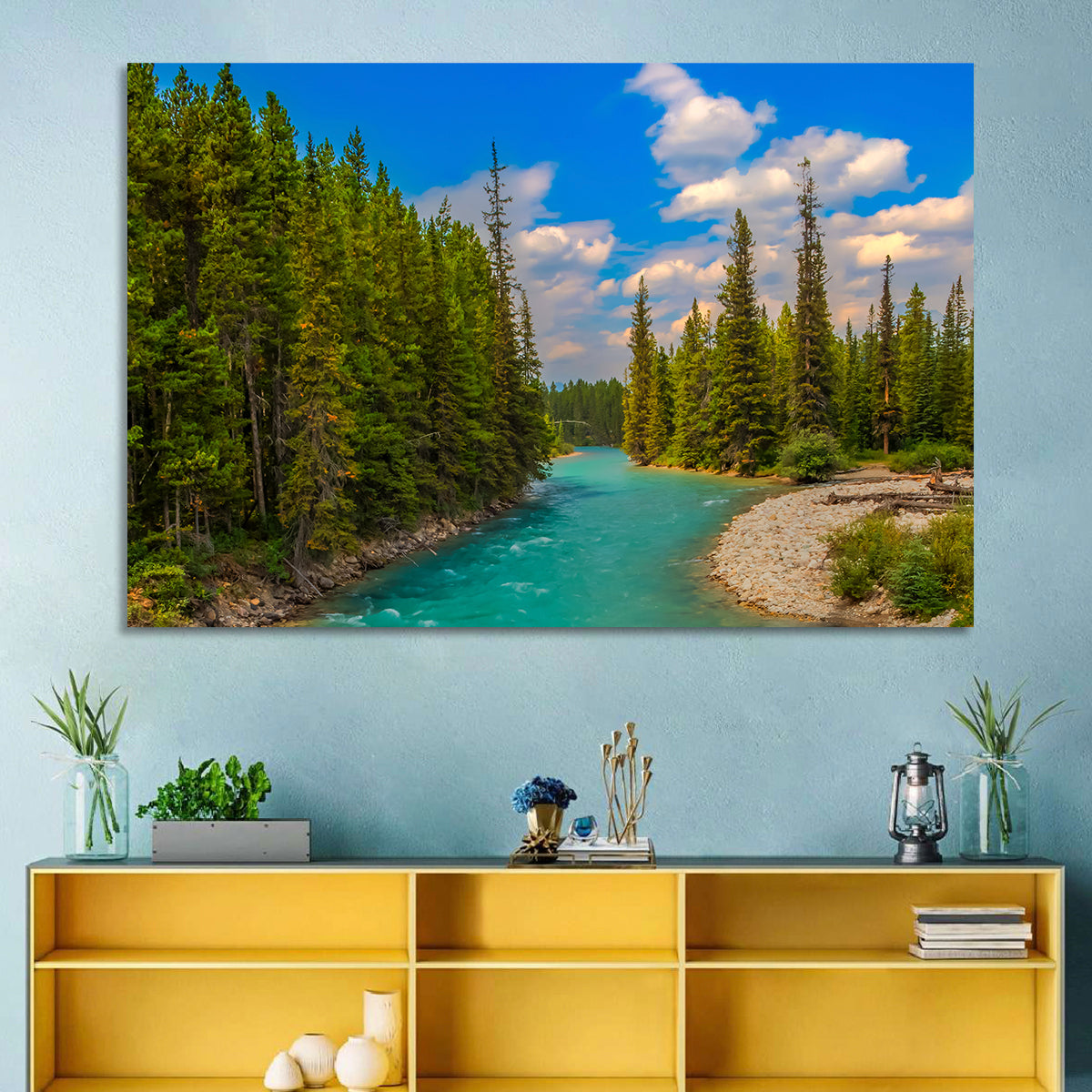 Pipestone River Wall Art in a room, landscape