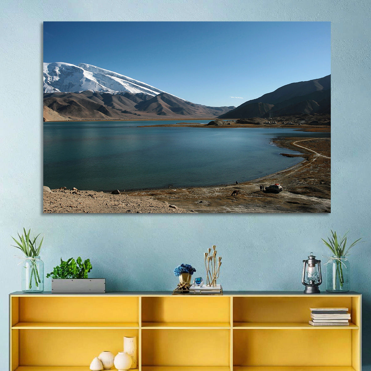 Muztahgata and Karakul Lake Wall Art in a room, landscape