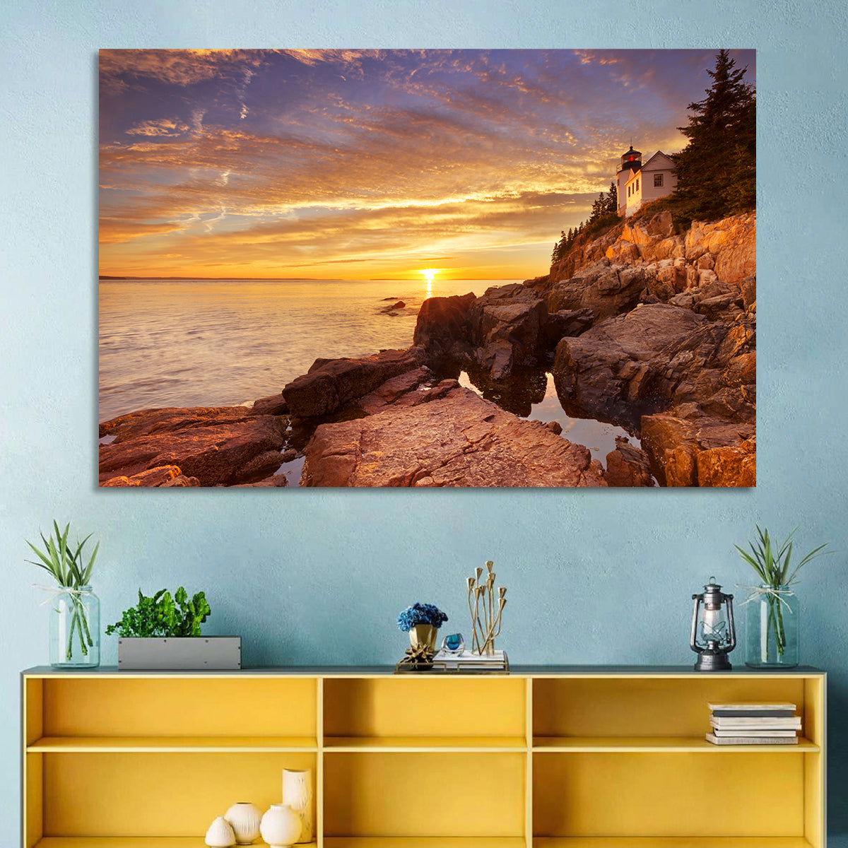 Bass Harbor Head Light at Sunset Wall Art