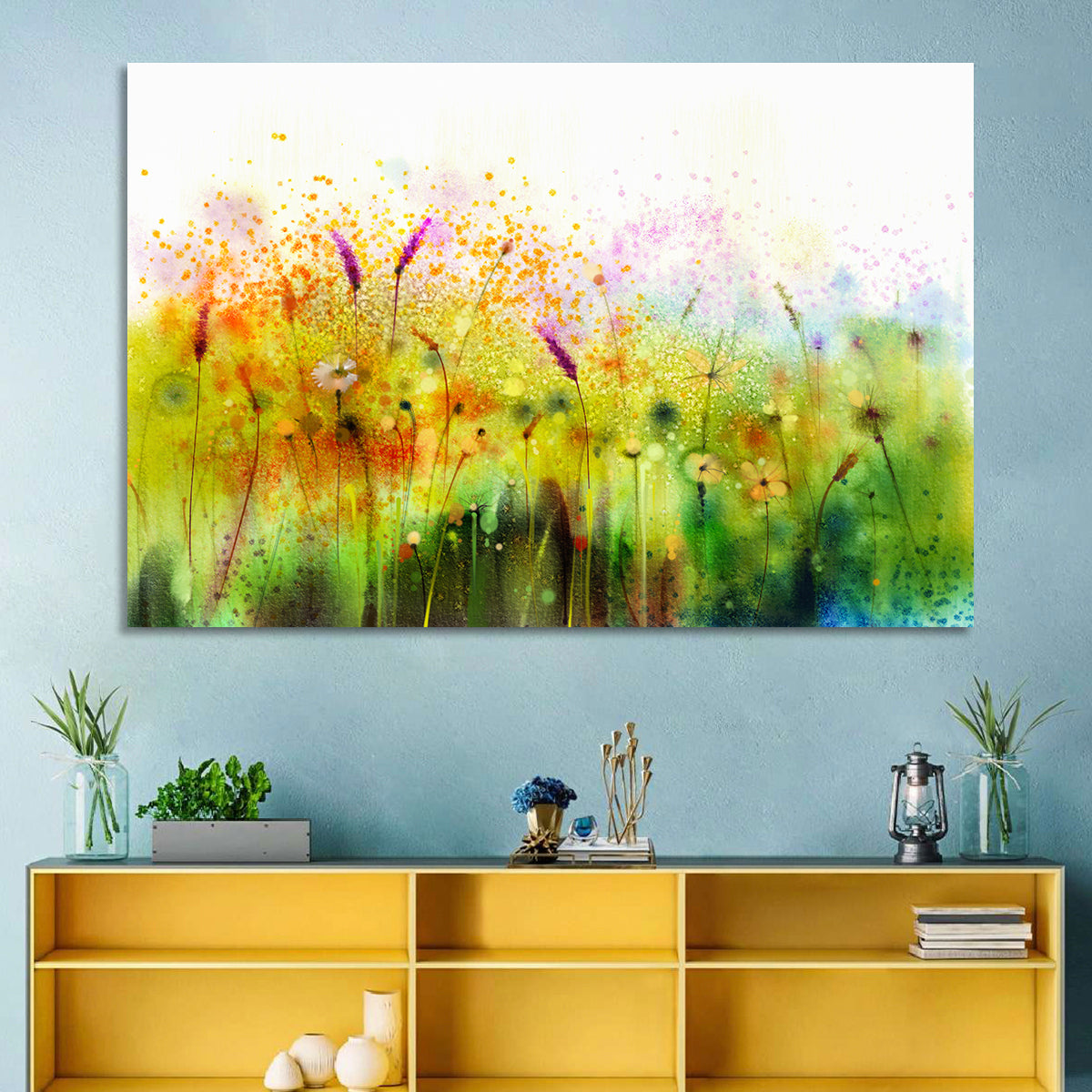 Cosmos Wildflowers Watercolor Wall Art