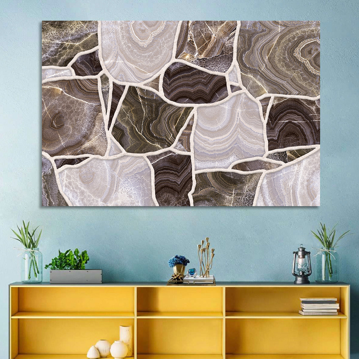 Banded Stone Mosaic Wall Art