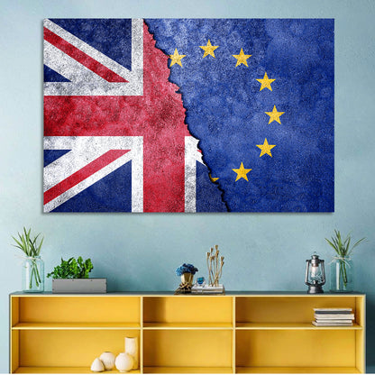 Divided Union Jack and Eu Flag Wall Art
