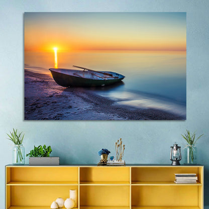 Rowboat Sunrise Seascape Wall Art